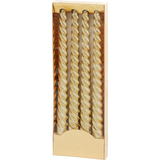 MagicHome Christmas candle, 25 cm, pack. 4 pcs., golden, spiral, twisted