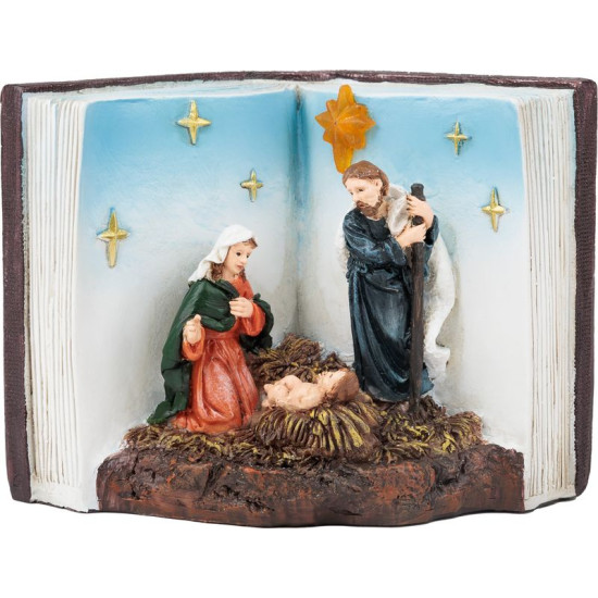 MagicHome Ziemassvētku rotājums, Kristus dzimšanas grāmata, LED, interjers, 13,5x8x9,5 cm