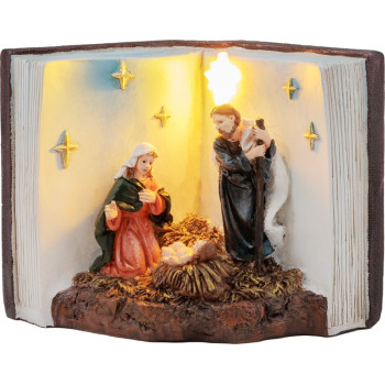 MagicHome Ziemassvētku rotājums, Kristus dzimšanas grāmata, LED, interjers, 13,5x8x9,5 cm