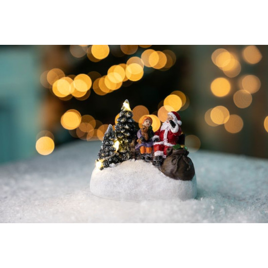 Новогоднее украшение MagicHome, Санта с ребенком, светодиодное, 2xAAA, внутреннее, 9,5x6x8 см, коробка 12 шт.