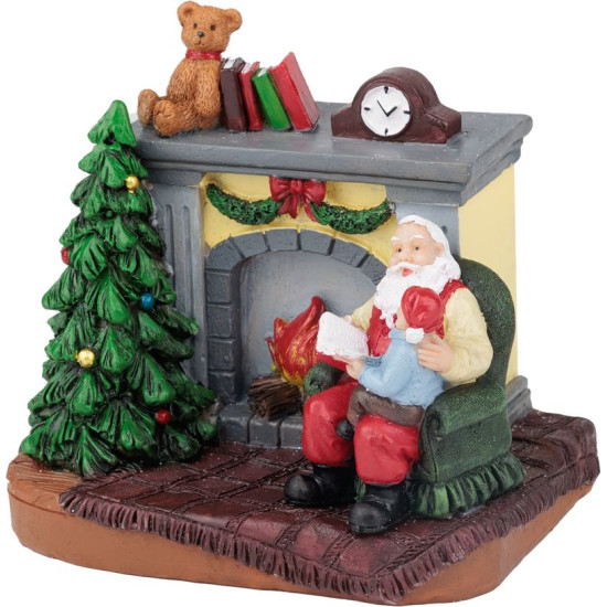 Новогоднее украшение MagicHome, Санта с ребенком у камина, светодиодное, для интерьера, 10,5x8x9 см, коробка 12 шт.