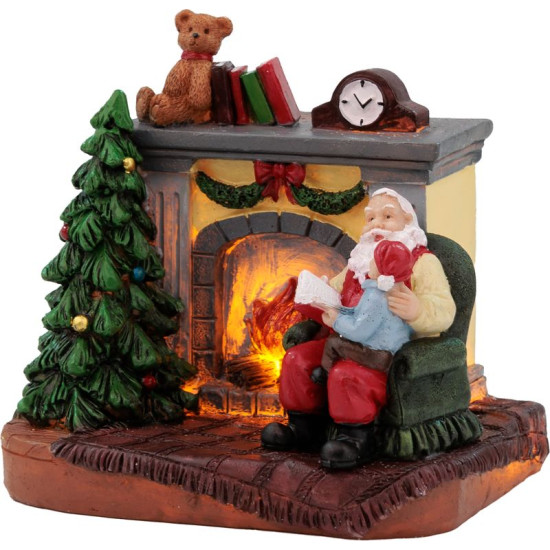 Новогоднее украшение MagicHome, Санта с ребенком у камина, светодиодное, для интерьера, 10,5x8x9 см, коробка 12 шт.