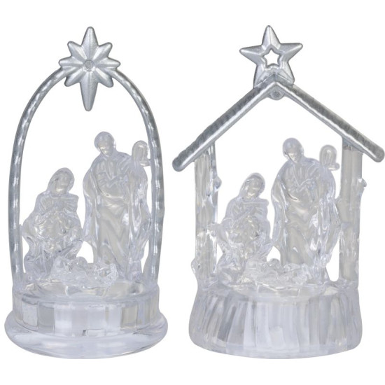 Dekorācija MagicHome Ziemassvētki, Kristus dzimšanas aina, mainīgas krāsas, LED, akrils, Pārdod kaste 12 gab.
