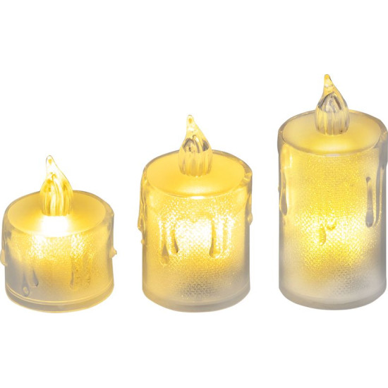 Рождественская свеча MagicHome, набор из 3 штук, светодиодная, теплый белый свет, простое освещение, 3,7x5/6,5/8 см