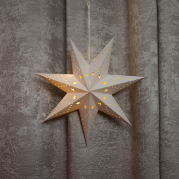 MagicHome Новогоднее украшение, Звезда, бумага, 10 светодиодов теплого белого цвета, 2xAA, простое освещение, 40 см
