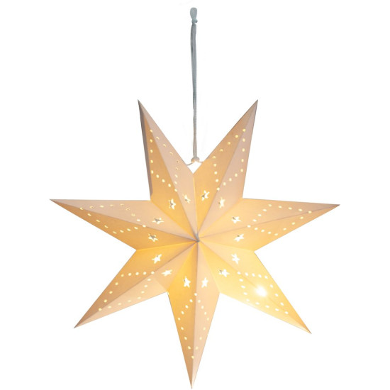 MagicHome Новогоднее украшение, Звезда, бумага, 10 светодиодов теплого белого цвета, 2xAA, простое освещение, 40 см