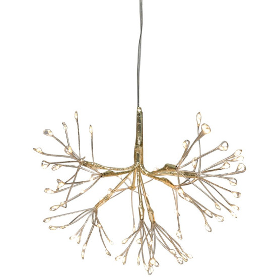 MagicHome Новогоднее украшение, фейерверк, 72 светодиода теплого белого цвета, простое освещение, подвесное, золотое, 25 см