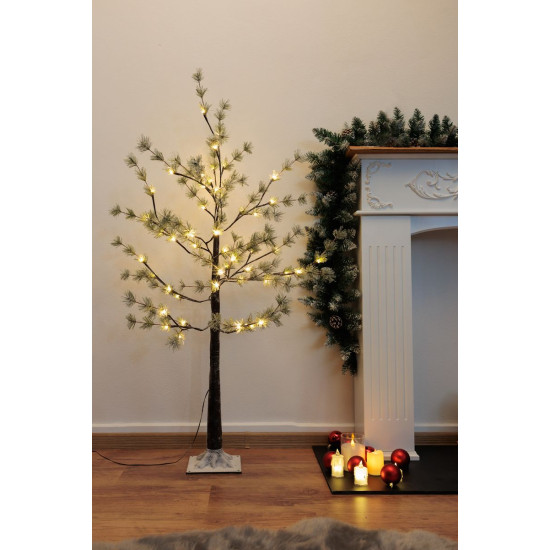 Рождественская елка MagicHome, сосна, 48 светодиодов теплого белого цвета, простое освещение, заснеженная, 120 см