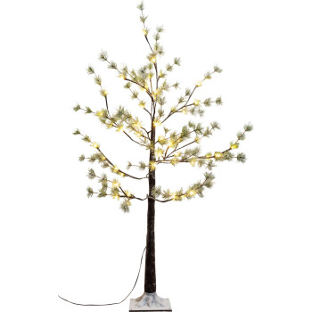 Рождественская елка MagicHome, сосна, 48 светодиодов теплого белого цвета, простое освещение, заснеженная, 120 см