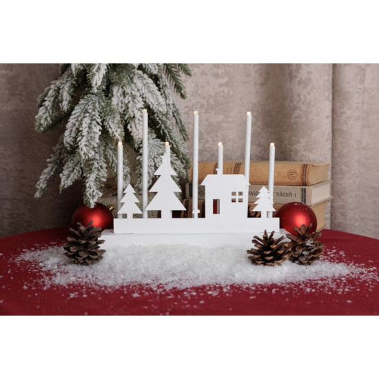 Подсвечник MagicHome Christmas, 8 светодиодов теплого белого света, 2xAA, МДФ, для интерьера, 24x5,5x18 см