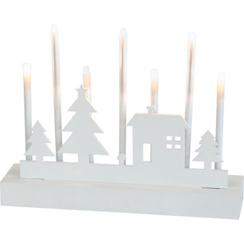 Подсвечник MagicHome Christmas, 8 светодиодов теплого белого света, 2xAA, МДФ, для интерьера, 24x5,5x18 см