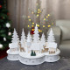 MagicHome Christmas decoration, Village with deer, 10 LED warm white, 2xAA, MDF, 30x14x19.5 cm