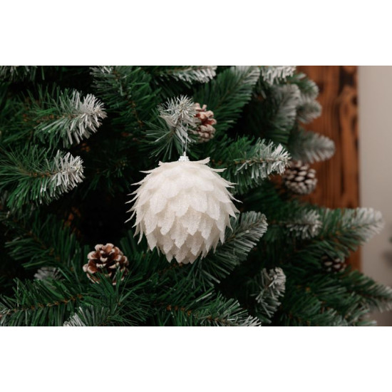 MagicHome Новогоднее украшение, Шар, белый, с блестками, 10 см