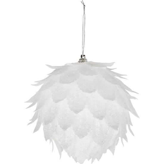 MagicHome Новогоднее украшение, Шар, белый, с блестками, 10 см