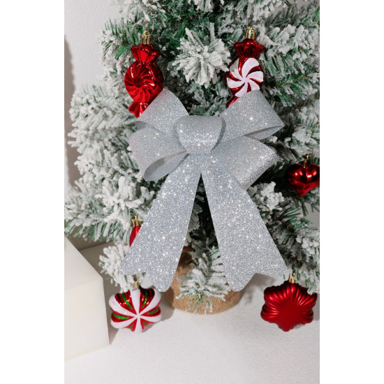 Новогоднее украшение MagicHome, бант, серебро, 13x21 см