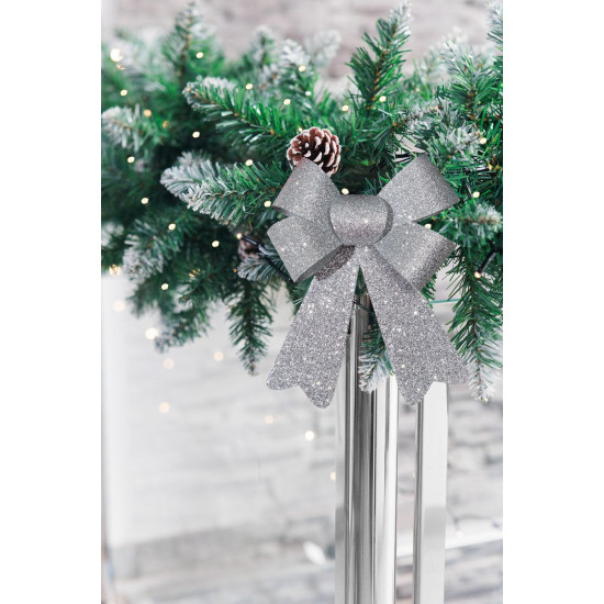Новогоднее украшение MagicHome, бант, серебро, 13x21 см