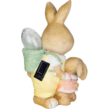 MagicHome dekorācija, Zaķis ar mazuli un olu, keramika, 17,8x25,5x39 cm MagicHome dekorācija, Zaķis ar mazuli un olu, keramika, 17,8x25,5x39 cm