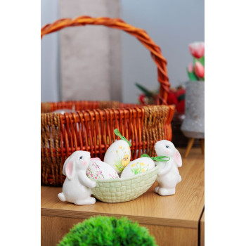 Dekorācija Magic Home,  2 trūsīši ar paliktni puķu podam, keramika, 15x15x11,7 cm