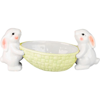 Dekorācija Magic Home,  2 trūsīši ar paliktni puķu podam, keramika, 15x15x11,7 cm