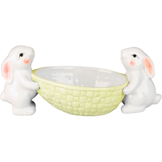 Dekorācija Magic Home,  2 trūsīši ar paliktni puķu podam, keramika, 15x15x11,7 cm