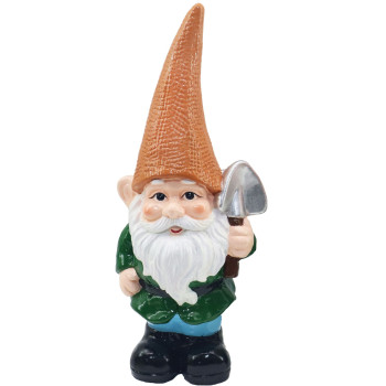 Украшение Magic Home, гном с оранжевой шляпой, керамика, 12,5x8,5x28 см.