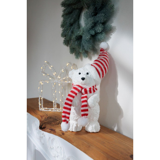 MagicHome Christmas decoration, bear, 14x14x37 cm MagicHome Christmas decoration, bear, 14x14x37 cm