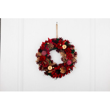 MagicHome Christmas wreath, hanging, red-gold, 30 cm MagicHome Christmas wreath, hanging, red-gold, 30 cm