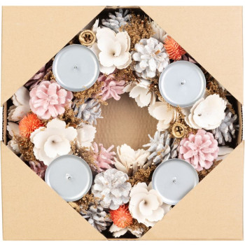MagicHome Christmas wreath, Advent, pink-orange, 30 cm MagicHome Christmas wreath, Advent, pink-orange, 30 cm