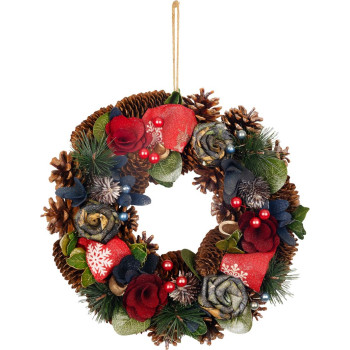 MagicHome Christmas wreath, hanging, blue-red, 30 cm