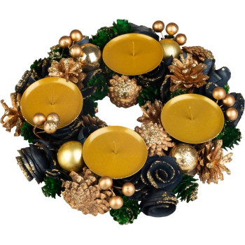 MagicHome Christmas wreath, Advent, green-blue-gold, 25 cm