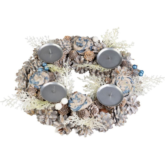 MagicHome Christmas wreath, Advent, blue and white, 30 cm