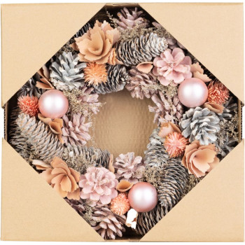 MagicHome Рождественский венок, подвесной, розово-оранжевый, 30 см MagicHome Рождественский венок, подвесной, розово-оранжевый, 30 см