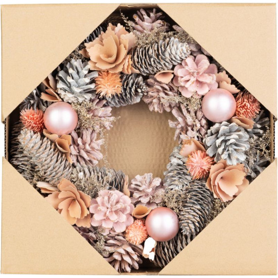 MagicHome Рождественский венок, подвесной, розово-оранжевый, 30 см