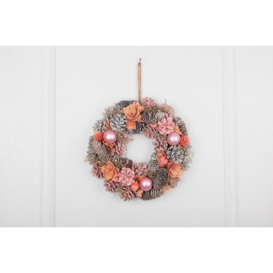 MagicHome Рождественский венок, подвесной, розово-оранжевый, 30 см