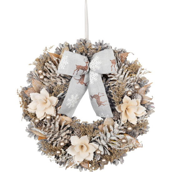 MagicHome Ziemassvētku vainags, kulons, dabīgs, ar loka mezglu, 30 cm MagicHome Ziemassvētku vainags, kulons, dabīgs, ar loka mezglu, 30 cm