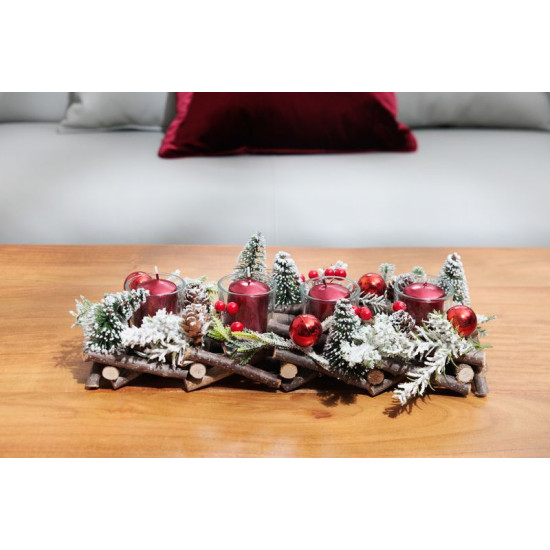 Ikebana MagicHome Рождество, Адвент, Натуральный, с деревьями, 36x13x12 см Ikebana MagicHome Рождество, Адвент, Натуральный, с деревьями, 36x13x12 см