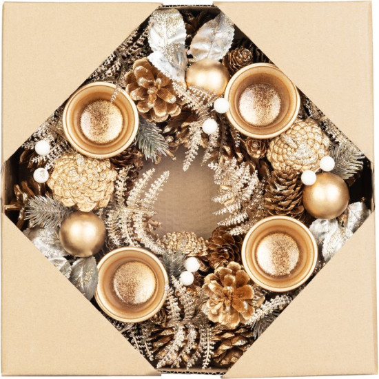 MagicHome Christmas Wreath, Advent, Gold, 30 cm MagicHome Christmas Wreath, Advent, Gold, 30 cm