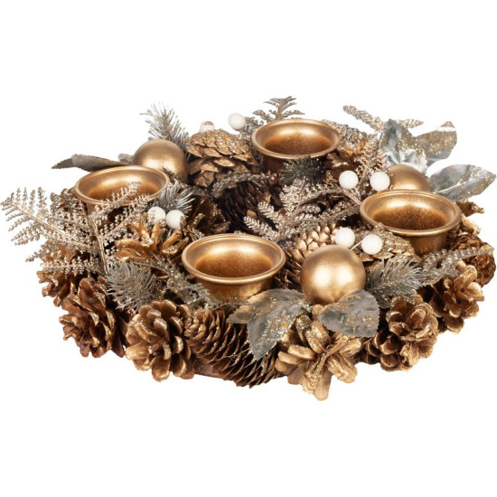MagicHome Christmas Wreath, Advent, Gold, 30 cm MagicHome Christmas Wreath, Advent, Gold, 30 cm