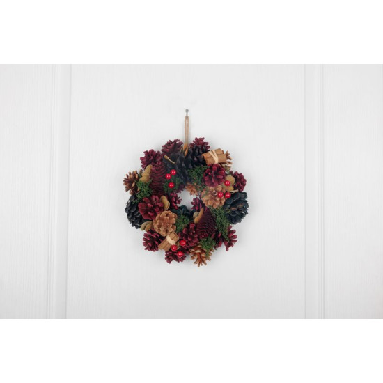 MagicHome Ziemassvētku vainags, kulons, zili sarkans, 24 cm