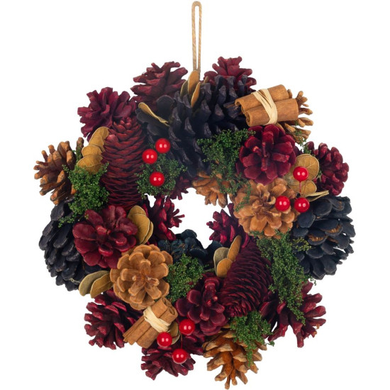 MagicHome Ziemassvētku vainags, kulons, zili sarkans, 24 cm