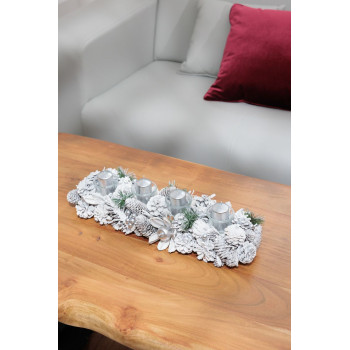 Ikebana MagicHome Рождество, Адвент, Белый, 50x16x9 см
