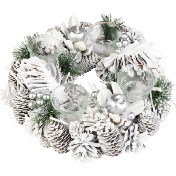 MagicHome Christmas wreath, Advent, white, 32 cm