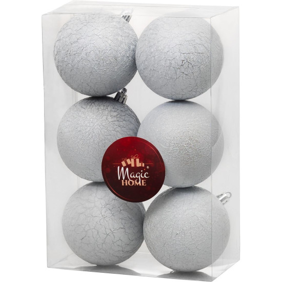 MagicHome Christmas Balls, 6 pcs, white, for Christmas tree, 8 cm MagicHome Christmas Balls, 6 pcs, white, for Christmas tree, 8 cm