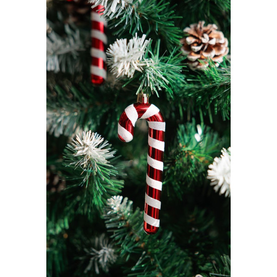 MagicHome Christmas decoration, Christmas lollipop, white-red, 12.5 cm, pack of 6 MagicHome Christmas decoration, Christmas lollipop, white-red, 12.5 cm, pack of 6