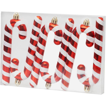 MagicHome Christmas decoration, Christmas lollipop, white-red, 12.5 cm, pack of 6