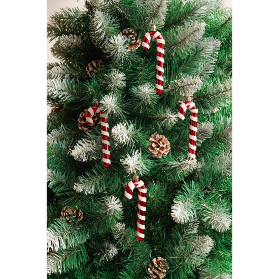 MagicHome Christmas decoration, Christmas lollipop, white-red, 12.5 cm, pack of 6 MagicHome Christmas decoration, Christmas lollipop, white-red, 12.5 cm, pack of 6
