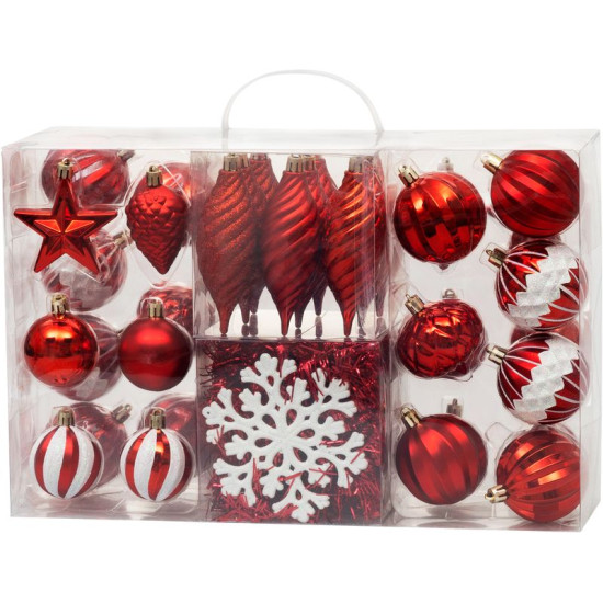 MagicHome Christmas Balls, set, 39 pcs, red, mix, for Christmas tree
