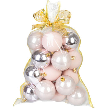 MagicHome Christmas Balls, set, 20 pcs, pink, mix, for Christmas tree, 6 cm