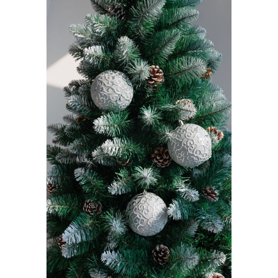 MagicHome Christmas Balls, set, 3 pcs, silver, for Christmas tree, 10 cm MagicHome Christmas Balls, set, 3 pcs, silver, for Christmas tree, 10 cm