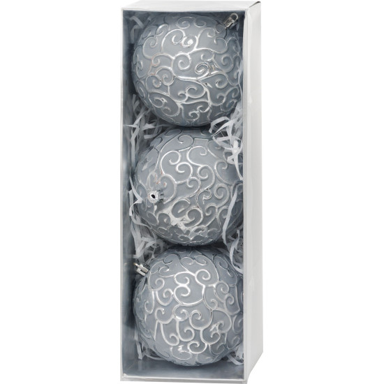 MagicHome Christmas Balls, set, 3 pcs, silver, for Christmas tree, 10 cm MagicHome Christmas Balls, set, 3 pcs, silver, for Christmas tree, 10 cm